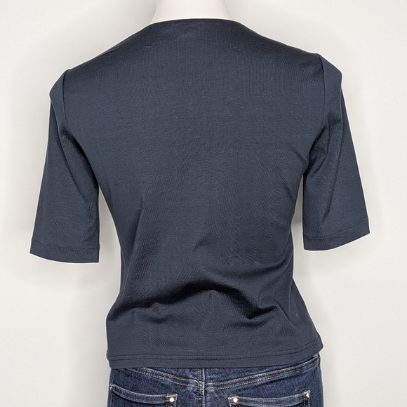 Lafayette 148 Blue 1/4 Sleeve Square Neck Top S - Picture 5 of 8